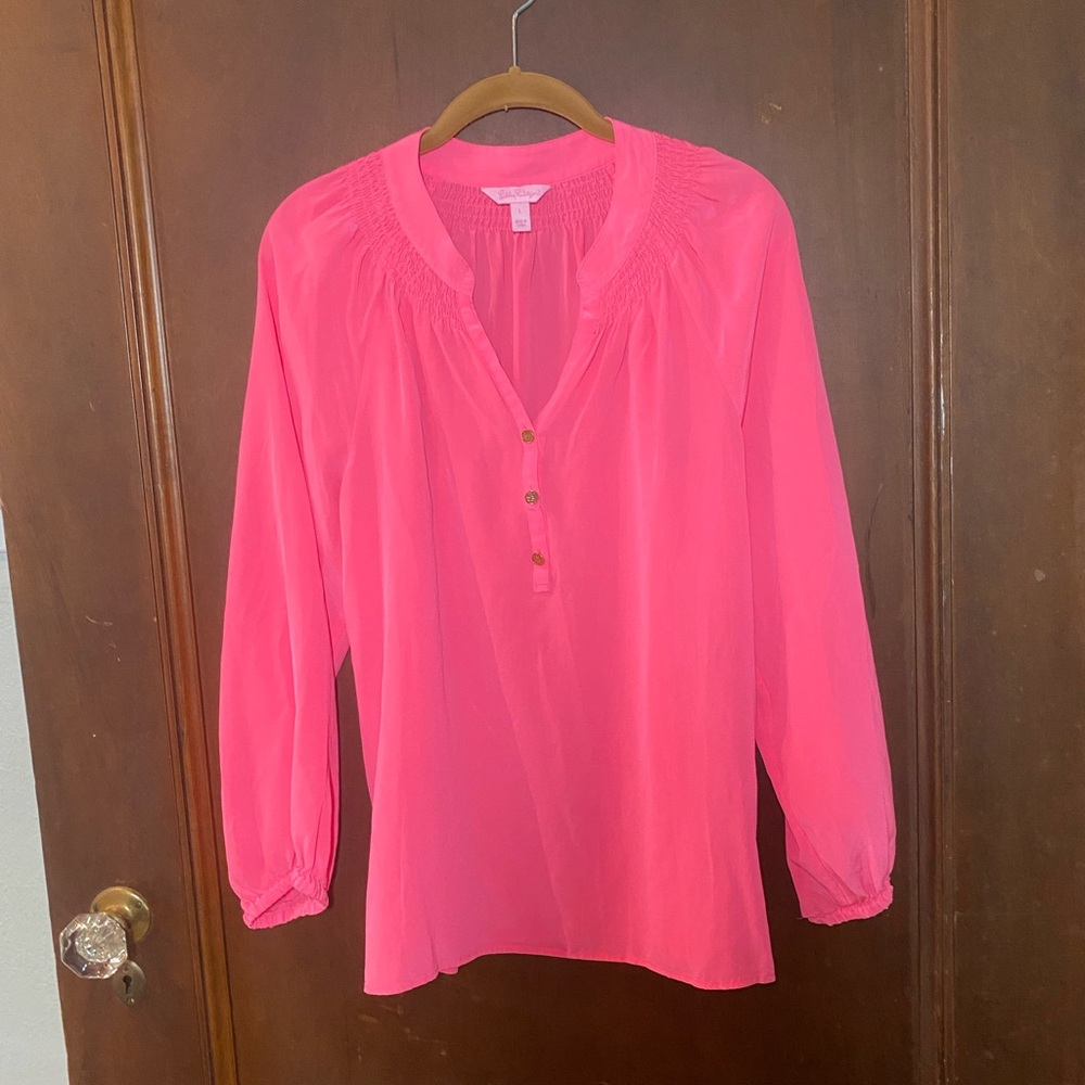 Lilly Pulitzer Hot Pink Long-Sleeve Blouse